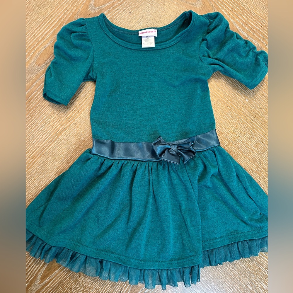 Elegant Teal Kids Dress with Satin Bow